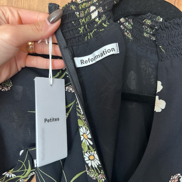NWT Reformation Black Floral Mini Dress - Picture 7 of 10